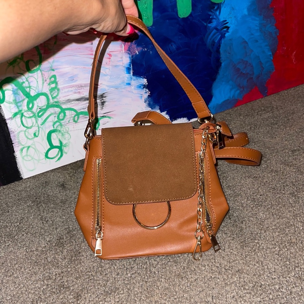 Brown mini backpack